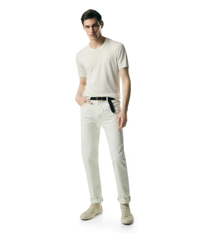 PLACED RIB CREW NECK T-SHIRT OPTICAL WHITE online